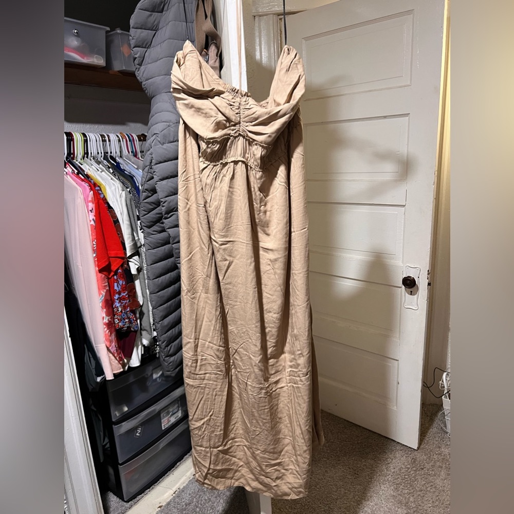 H&M tan sundress neck tie